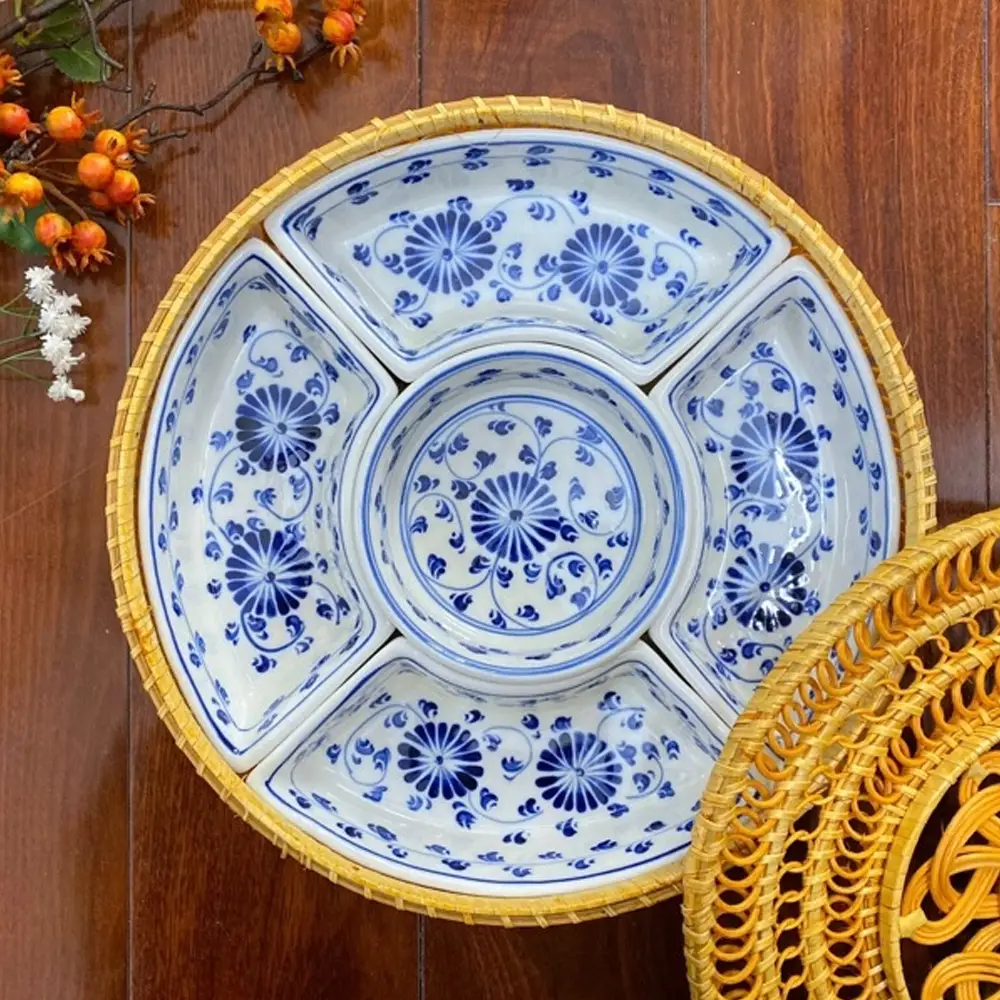 Bat Trang Rattan Ceramic Tray
