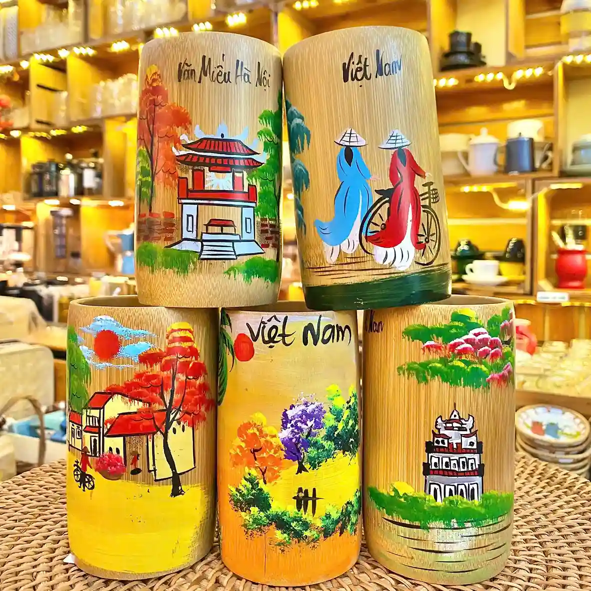Painted Bamboo Cup